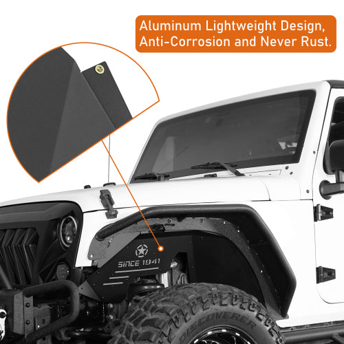 Hooke Road Jeep JK Front Inner Fender Liners for 2007-2018 Jeep Wrangler JK b2113s 11