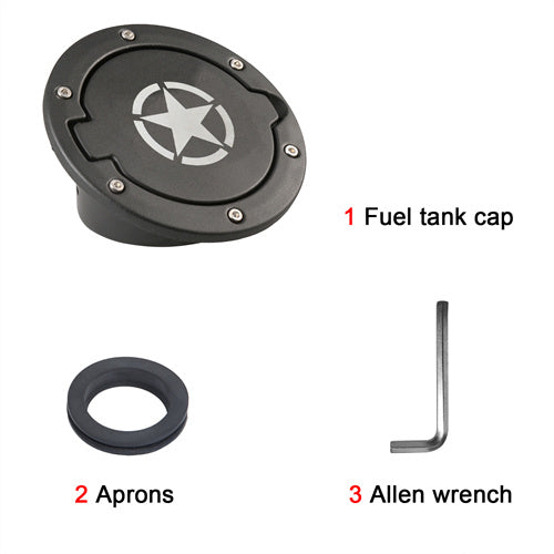 thumbnail image 2 of CheroCar Matte Black Fuel Filler Door Cover For 2007–2018 Jeep Wrangler JK 2 of 3