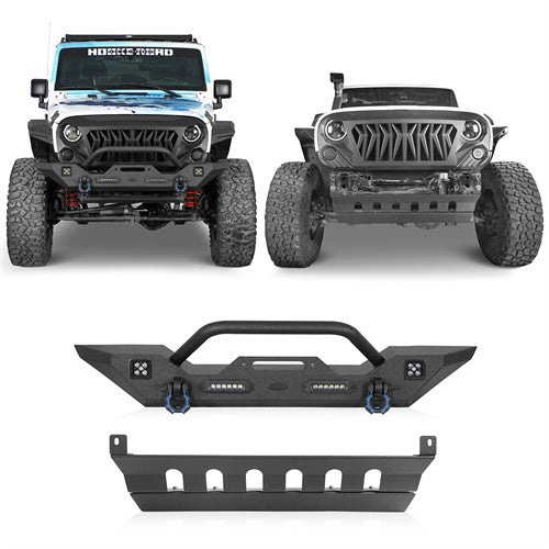 Load image into Gallery viewer, HookeRoad Jeep JK Mid Width Front Bumper &amp; Front Skid Plate for 2007-2018 Jeep Wrangler JK hookeroad b20423018s 2
