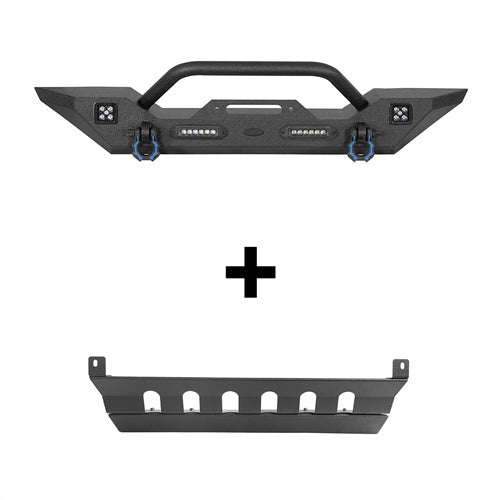 Load image into Gallery viewer, HookeRoad Jeep JK Mid Width Front Bumper &amp; Front Skid Plate for 2007-2018 Jeep Wrangler JK hookeroad b20423018s 3
