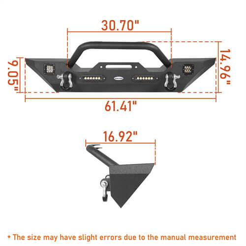 Load image into Gallery viewer, HookeRoad Jeep JK Mid Width Front Bumper &amp; Front Skid Plate for 2007-2018 Jeep Wrangler JK hookeroad b20423018s 5
