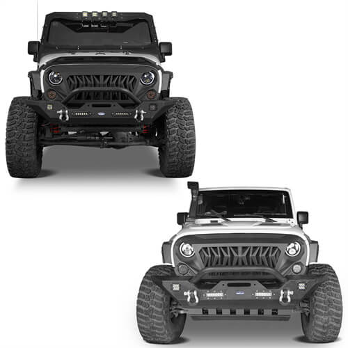 HookeRoad Jeep JK Mid Width Front Bumper & Front Skid Plate for 2007-2018 Jeep Wrangler JK hookeroad b20423018s 14