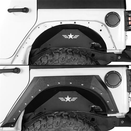 WOLFX Rear Inner Fender Liners For Jeep Wrangler JK & JKU (2007-2018) – Powder-Coated Steel, Black
