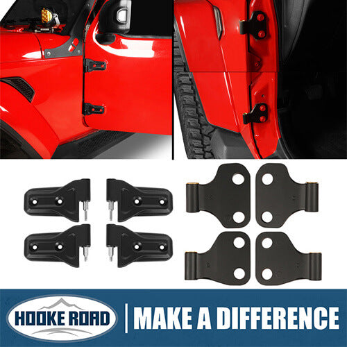 Hooke Road Tailgate Reinforcement Kit For 1997-2006 Jeep Wrangler TJ - Door Hinge, Black Steel 2 thumbnail image