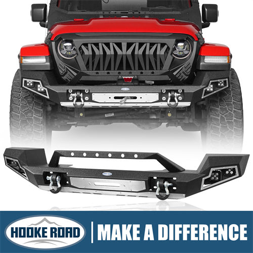 HookeRoad Jeep JL Full Width Front Bumper w/Winch Plate for 2018-2024 Jeep Wrangler JL b3013s 1