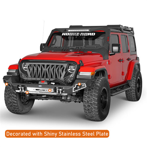 thumbnail image 2 of RestylingFactory Full Width Front Bumper With Fog Light Holes & Winch Plate For 2018-2019 Jeep Wrangler JL 2 of 2