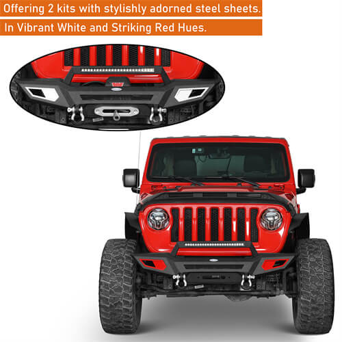 Jeep JL & JT Front Bumper 4x4 jeep parts w/Winch Plate & Light Bar- Hooke Road b3044s 10