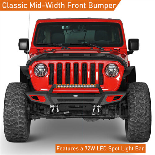 Jeep JL & JT Front Bumper 4x4 jeep parts w/Winch Plate & Light Bar- Hooke Road b3044s 11
