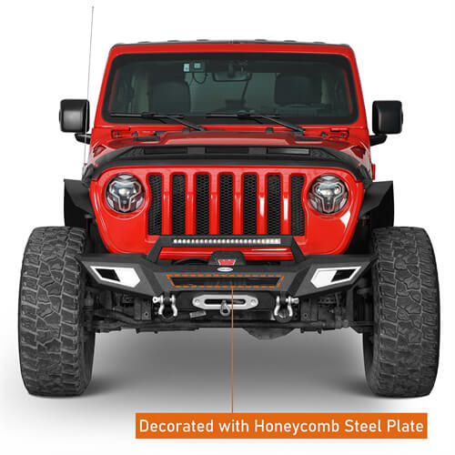 Load image into Gallery viewer, Jeep JL &amp; JT Front Bumper 4x4 jeep parts w/Winch Plate &amp; Light Bar- Hooke Road b3044s 13
