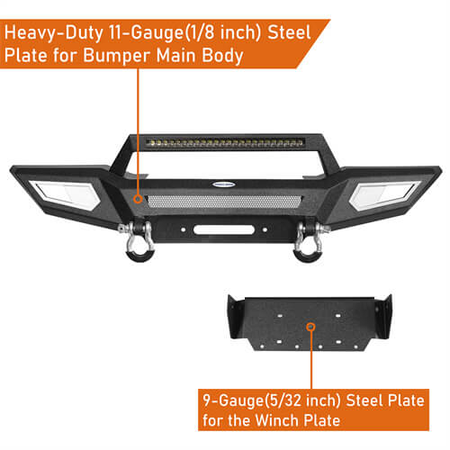 Load image into Gallery viewer, Jeep JL &amp; JT Front Bumper 4x4 jeep parts w/Winch Plate &amp; Light Bar- Hooke Road b3044s 20
