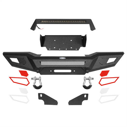 Jeep JL & JT Front Bumper 4x4 jeep parts w/Winch Plate & Light Bar- Hooke Road b3044s 22