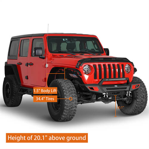 Load image into Gallery viewer, Jeep JL &amp; JT Front Bumper 4x4 jeep parts w/Winch Plate &amp; Light Bar- Hooke Road b3044s 9
