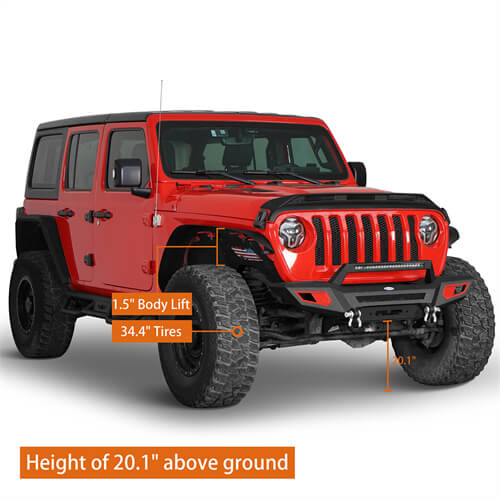 Jeep JL & JT Front Bumper 4x4 jeep parts w/Winch Plate & Light Bar- Hooke Road b3044s 9