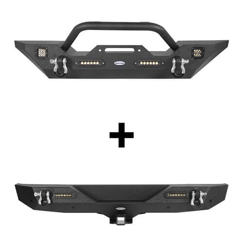 Load image into Gallery viewer, HookeRoad Jeep JL Mid Width Front Bumper &amp; Rear Bumper for 2018-2023 Jeep Wrangler JL b30033018s 3
