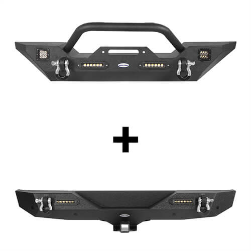 HookeRoad Jeep JL Mid Width Front Bumper & Rear Bumper for 2018-2023 Jeep Wrangler JL b30033018s 3