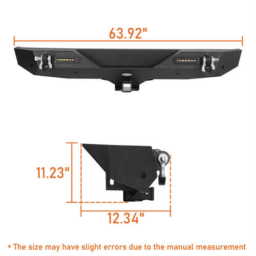 HookeRoad Jeep JL Mid Width Front Bumper & Rear Bumper for 2018-2023 Jeep Wrangler JL b30033018s 8