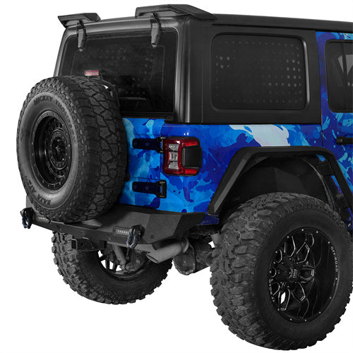 Load image into Gallery viewer, Hooke Road Black Series Rear Bumper w/2 Inch Hitch Receiver &amp; LED Spotlights(18-25 Jeep Wrangler JL)
