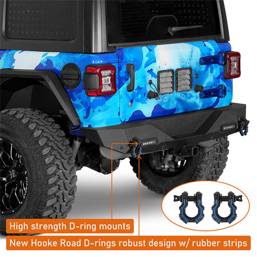 Load image into Gallery viewer, Hooke Road Black Series Rear Bumper w/2 Inch Hitch Receiver &amp; LED Spotlights(18-25 Jeep Wrangler JL)

