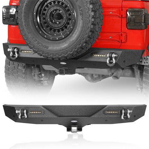 HookeRoad Jeep JL Rear Bumper w/2 inch Hitch Receiver for 2018-2022 Jeep Wrangler JL