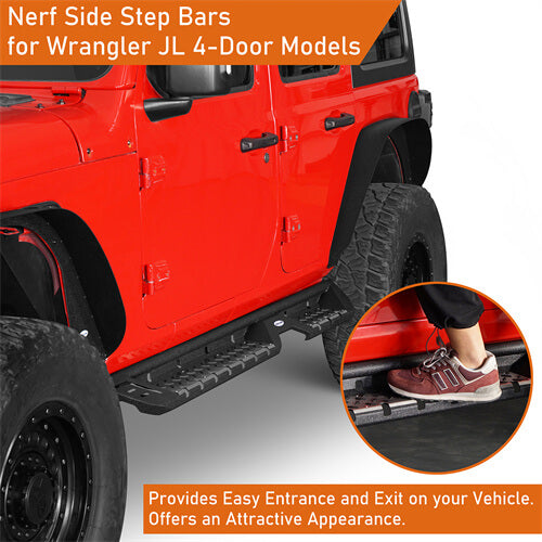 Hooke Road Tube Side Steps Running Boards w/SINCE 1941 Logo(18-24 Jeep  Wrangler JL 4 Door)