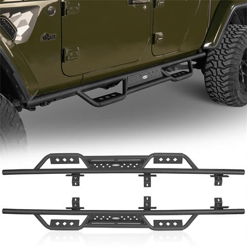 HookeRoad Jeep JT Side Steps Nerf Bars for 2020-2023 Jeep Gladiator  b7001-1s 2
