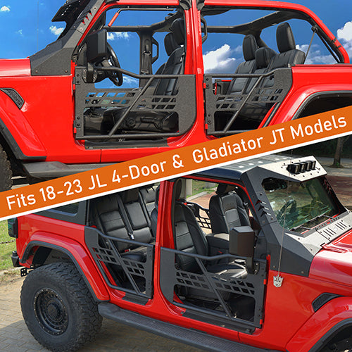 HookeRoad Jeep JT Side Steps & Tubular Half Doors for 2020-2023 Jeep Gladiator 4-Door HookeRoad HE.3009+7002 13
