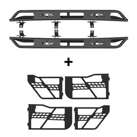 HookeRoad Jeep JT Side Steps & Tubular Half Doors for 2020-2023 Jeep Gladiator 4-Door HookeRoad HE.3009+7002 2