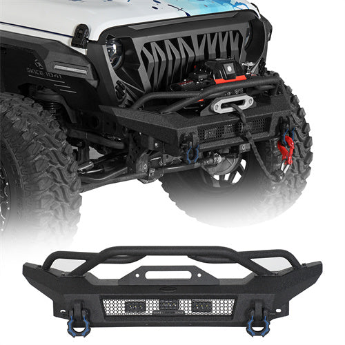 Hooke Road 2018-2025 Jeep Stubby Front Bumper for Wrangler JL & Gladiator JT b3089 1