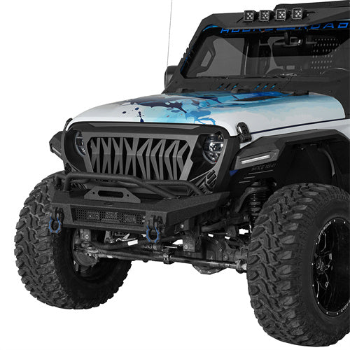 Hooke Road 2018-2025 Jeep Stubby Front Bumper for Wrangler JL & Gladiator JT b3089 2