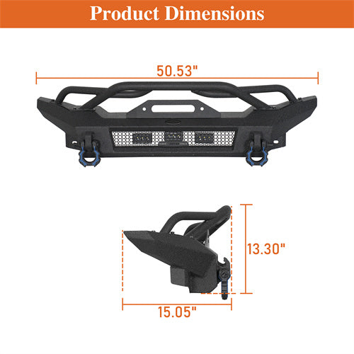 Load image into Gallery viewer, Hooke Road 2018-2025 Jeep Stubby Front Bumper for Wrangler JL &amp; Gladiator JT b3089 6
