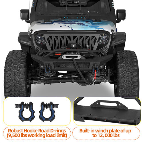 Hooke Road 2018-2025 Jeep Stubby Front Bumper for Wrangler JL & Gladiator JT b3089 8