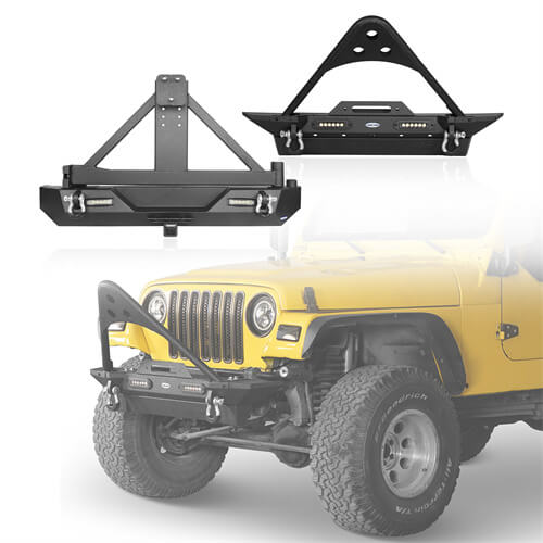 Load image into Gallery viewer, HookeRoad Jeep TJ Front &amp; Rear Bumper Combo for 1987-2006 Jeep Wrangler TJ YJ b10101013 2
