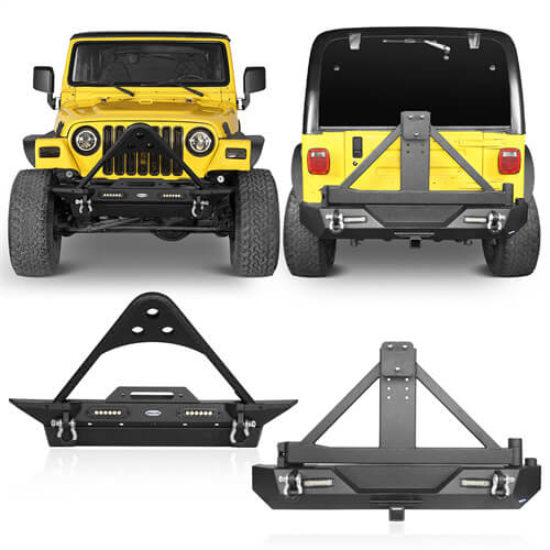Load image into Gallery viewer, HookeRoad Jeep TJ Front &amp; Rear Bumper Combo for 1987-2006 Jeep Wrangler TJ YJ b10101013 3
