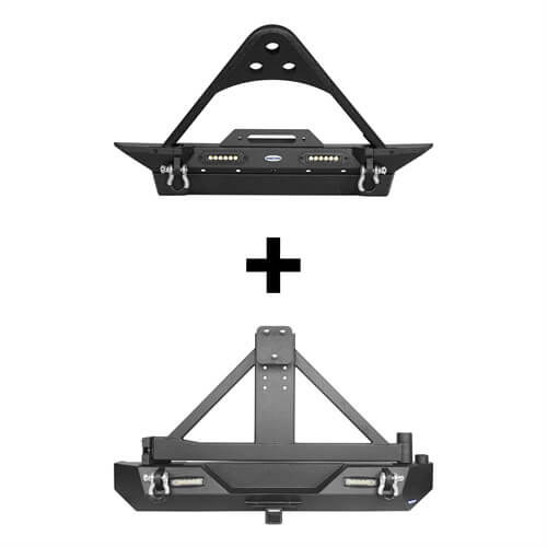 Load image into Gallery viewer, HookeRoad Jeep TJ Front &amp; Rear Bumper Combo for 1987-2006 Jeep Wrangler TJ YJ b10101013 4
