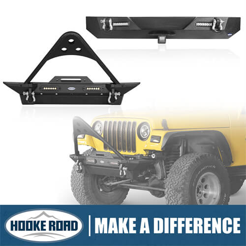 Load image into Gallery viewer, HookeRoad Jeep TJ Stinger Front Bumper &amp; Rear Bumper Combo for 1987-2006 Jeep Wrangler TJ YJ b10091013 1
