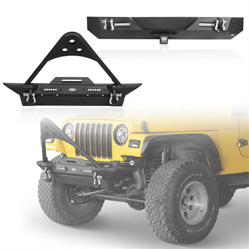 Load image into Gallery viewer, HookeRoad Jeep TJ Stinger Front Bumper &amp; Rear Bumper Combo for 1987-2006 Jeep Wrangler TJ YJ b10091013 2
