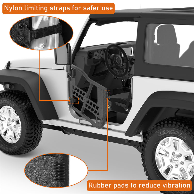 Load image into Gallery viewer, Hooke Road 2-Door Jeep Wrangler JK JKU Tube Doors with Rubber Pads b2016a 6
