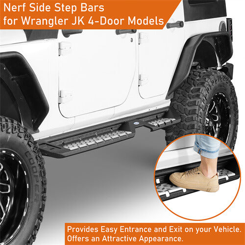 Load image into Gallery viewer, Wheel To Wheel Running Boards Side Step Bars For 2007-2018 Jeep Wrangler JK 4-Door - Hooke Road b2082s 12
