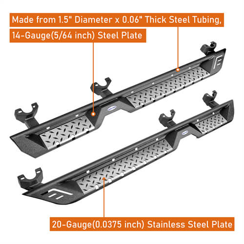 Wheel To Wheel Running Boards Side Step Bars For 2007-2018 Jeep Wrangler JK 4-Door - Hooke Road b2082s 14