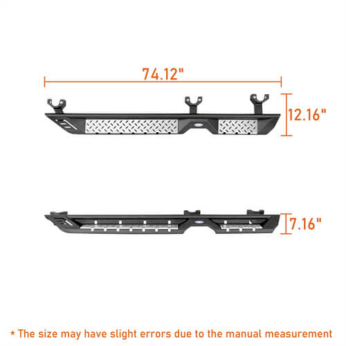 Wheel To Wheel Running Boards Side Step Bars For 2007-2018 Jeep Wrangler JK 4-Door - Hooke Road b2082s 25