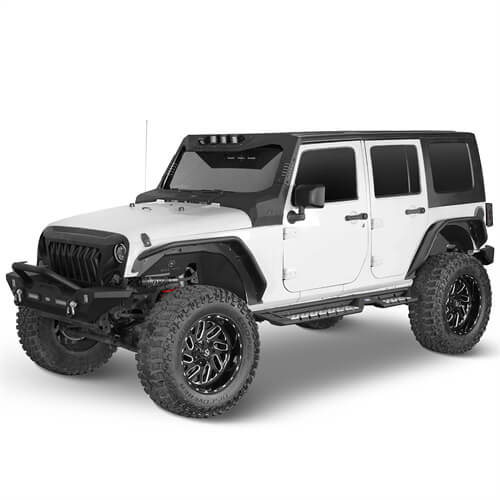 Load image into Gallery viewer, Wheel To Wheel Running Boards Side Step Bars For 2007-2018 Jeep Wrangler JK 4-Door - Hooke Road b2082s 3
