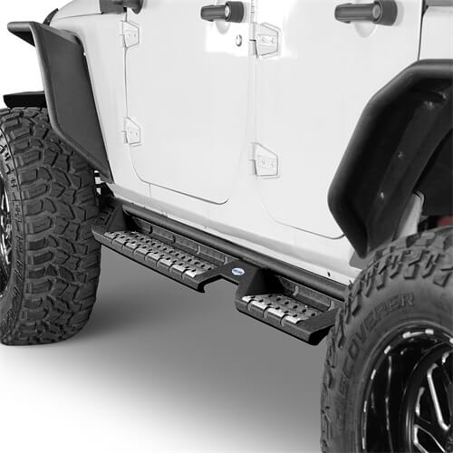 Load image into Gallery viewer, Wheel To Wheel Running Boards Side Step Bars For 2007-2018 Jeep Wrangler JK 4-Door - Hooke Road b2082s 7
