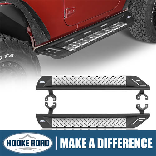 Load image into Gallery viewer, Wheel To Wheel Running Boards Side Step Bars For 2007-2018 Jeep Wrangler JK 2-Door - Hooke Road b2083s 1
