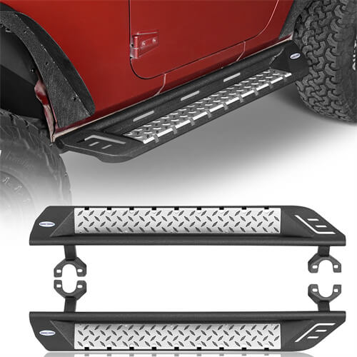 Load image into Gallery viewer, Wheel To Wheel Running Boards Side Step Bars For 2007-2018 Jeep Wrangler JK 2-Door - Hooke Road b2083s 2
