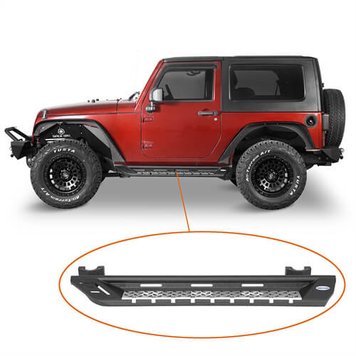 Load image into Gallery viewer, Wheel To Wheel Running Boards Side Step Bars For 2007-2018 Jeep Wrangler JK 2-Door - Hooke Road b2083s 4
