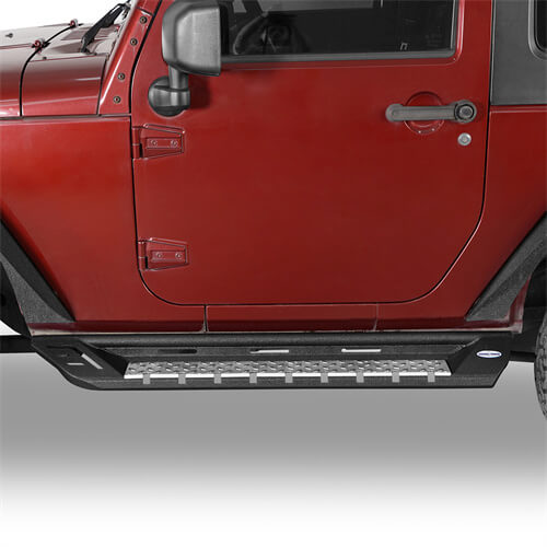 Load image into Gallery viewer, Wheel To Wheel Running Boards Side Step Bars For 2007-2018 Jeep Wrangler JK 2-Door - Hooke Road b2083s 9
