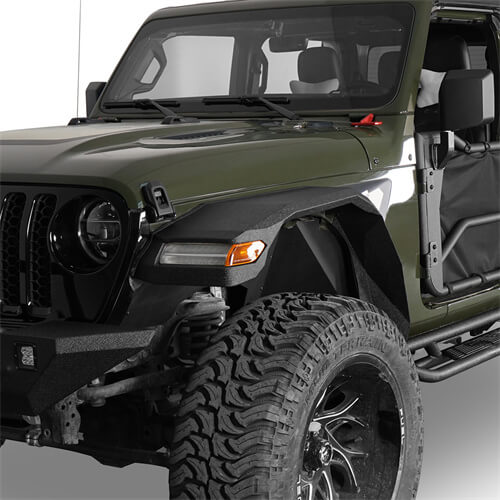 Load image into Gallery viewer, Hooke Road Wide Flat Front Fender Flares 4x4 Wheel Parts For 2018-2023 Jeep Wrangler JL &amp; Gladiator JT  b7015s 6
