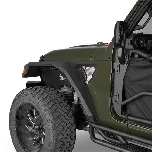 Load image into Gallery viewer, Hooke Road Wide Flat Front Fender Flares 4x4 Wheel Parts For 2018-2023 Jeep Wrangler JL &amp; Gladiator JT  b7015s 7
