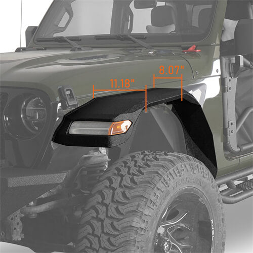 Load image into Gallery viewer, Hooke Road Wide Flat Front Fender Flares 4x4 Wheel Parts For 2018-2023 Jeep Wrangler JL &amp; Gladiator JT  b7015s 8
