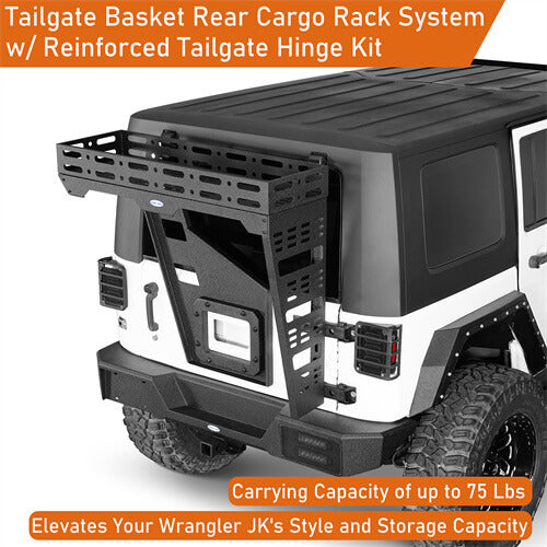 2007-2018 Jeep Wrangler JK Rear Cargo Basket Rack 4x4 Jeep Parts - Hooke Road b2098s 4
